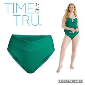 NWT Time n Tru Women's and Plus Mid Rise ribbed, Swim Bottoms size 1x